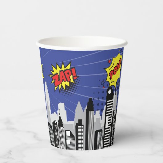 Comic Book Superhero Unieke Jongen Verjaardag Papieren Bekers (Achterkant)