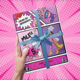 Comic Book Superhero Unieke Verjaardag van het Mei Cadeaupapier