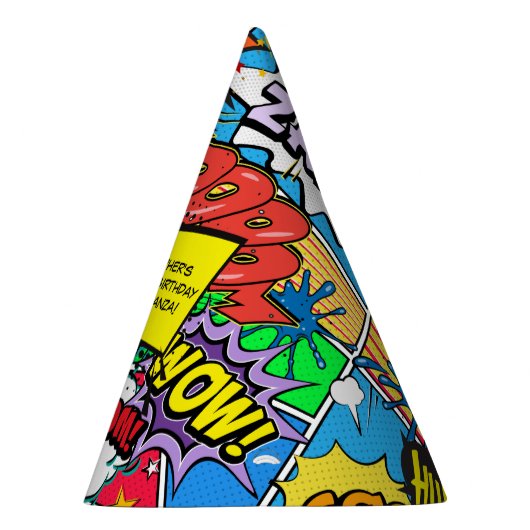 Comic Book Superhero Verjaardagsfeestje op maat Feesthoedjes (Rechts)