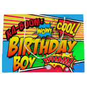 Comic Book Superhero Verjaardagsfeestje op maat Large Cadeautasje (Voorkant)