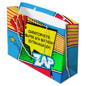 Comic Book Superhero Verjaardagsfeestje op maat Large Cadeautasje (Achterkant Gekanteld)