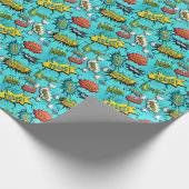 Comic Book Theme Blauwgroen Wrapping Paper Cadeaupapier (Hoek)