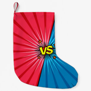 Comic book versus background, klassiek pop-art sty kleine kerstsok