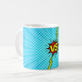 Comic book versus background, klassiek pop-art sty koffiemok (Voorkant links)