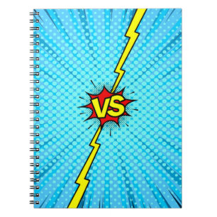 Comic book versus background, klassiek pop-art sty notitieboek