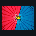 Comic book versus background, klassiek pop-art sty poster<br><div class="desc">Comic book versus background,  klassiek pop-art stijl,  superheldengevecht intro,  halftone print texture pop,  kunst,  achtergrond,  komiek,  superheld,  cartoon,  versus,  held,  boek,  grafisch ontwerp,  actie,  poster,  gevecht,  retro,  pictogram,  element,  halftone,  decor,  oorlog,  vintage,  illustratie,  retro, </div>