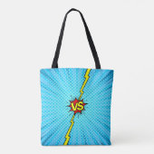 Comic book versus background, klassiek pop-art sty tote bag (Achterkant)