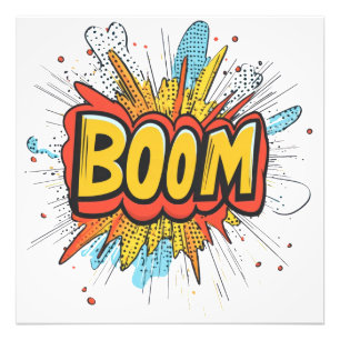 Comic boom graphics kleuren woord. foto afdruk