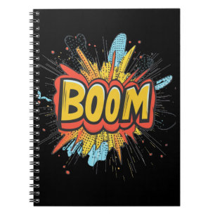 Comic boom graphics kleuren woord. notitieboek
