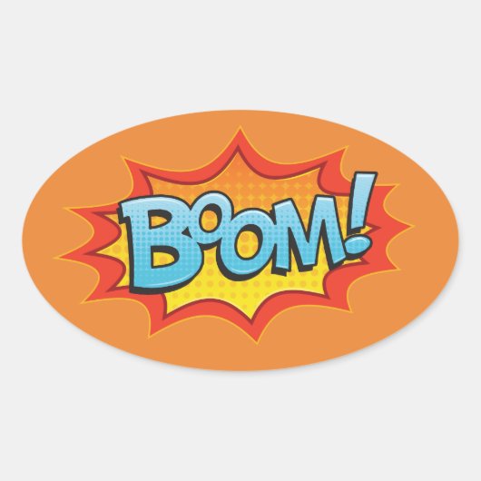 Comic Boom! Ovale Sticker (Voorkant)