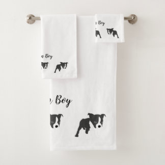 Comic Boston Terrier Boston Boy  Bad Handdoek