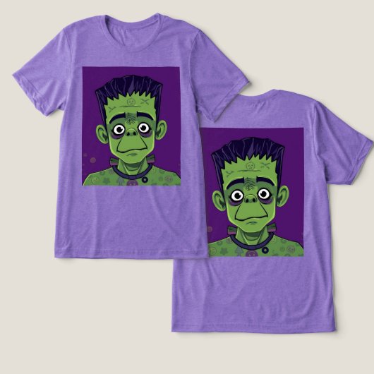 Comic Boy Frankenstein Triblend T-shirt (Ontwerp Voorkant & Achterkant)