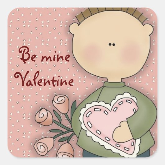 Comic Boy Heart Be Mine Valentijnsdag Stickers (Voorkant)