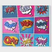 Comic Bubbles set. Expressies Bom, Cool, Pow, Oop Cadeaupapier (Vlak)