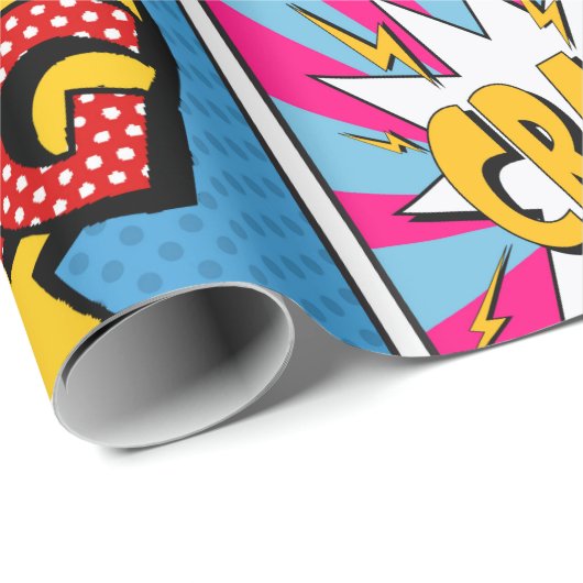 Comic Bubbles set. Expressies Bom, Cool, Pow, Oop Cadeaupapier (Rol Hoek)