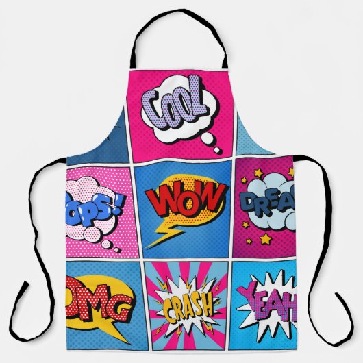 Comic Bubbles set. Expressies Bom, Cool, Pow, Oop Schort (Voorkant)