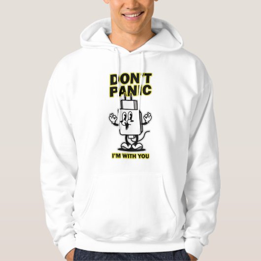 Comic Cartoon mobiele oplader: geen paniek ontwerp Hoodie (Voorkant)