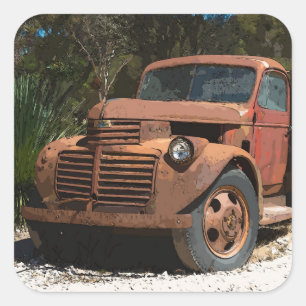 Comic Cartoon Rusty oude truck outback Australië Vierkante Sticker
