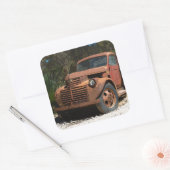 Comic Cartoon Rusty oude truck outback Australië Vierkante Sticker (Envelop)