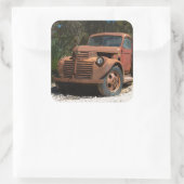 Comic Cartoon Rusty oude truck outback Australië Vierkante Sticker (Tas)