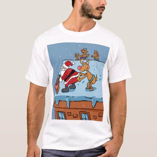 Comic cartoon Santa Claus christmas T-shirt (Voorkant)