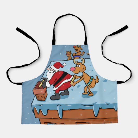 Comic cartoon Santa Claus kerst Schort (Voorkant)