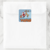 Comic cartoon Santa Claus kerst Vierkante Sticker (Tas)