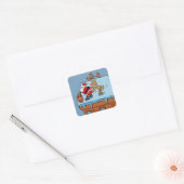 Comic cartoon Santa Claus kerst Vierkante Sticker (Envelop)