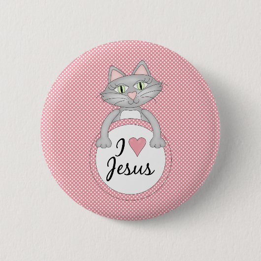 Comic Cat I Love Jesus Button (Voorkant)