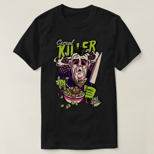 Comic Cereal Killer Graandoos Grappige Horror 2 T-shirt (Design voorkant)
