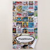 Comic Characters Grid Pattern Speech Balloon Naam Strandlaken (Voorkant)