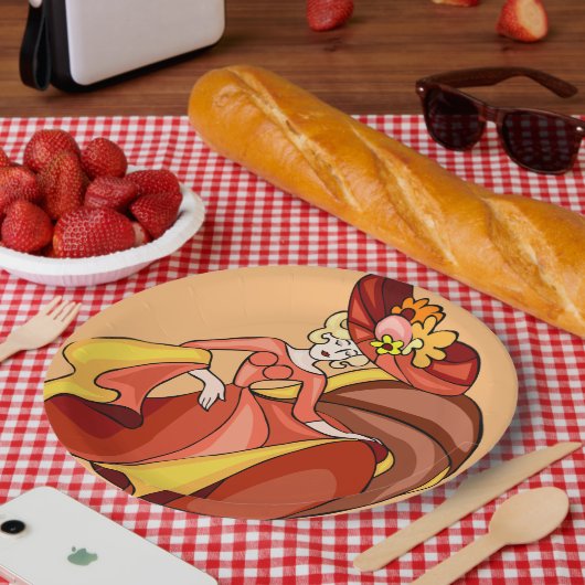 Comic Chic Dancer Character Jubileum Papieren Bordje (Picknick)