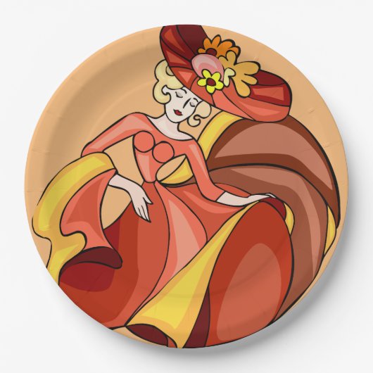 Comic Chic Dancer Character Jubileum Papieren Bordje (Voorkant)