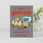 Comic chicken horror film Halloween humor Kaart (Staand voorkant)