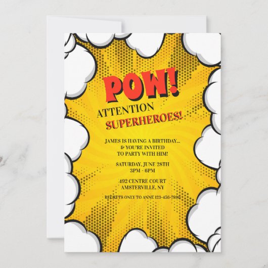 Comic Clouds-uitnodiging Kaart (Voorkant)