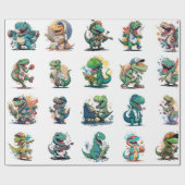 Comic Dinosaur Birthday Party Comic Trex Wrapping Cadeaupapier (Vlak)
