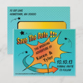 Comic Dot Sla de datum op Aankondigingskaart (Voorkant / Achterkant)