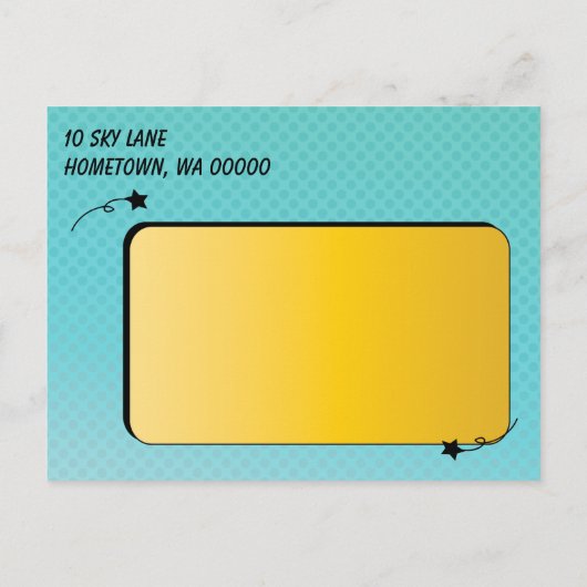 Comic Dot Sla de datum op Aankondigingskaart (Achterkant)