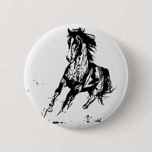 Comic Drawing Horse Ronde Button 5,7 Cm