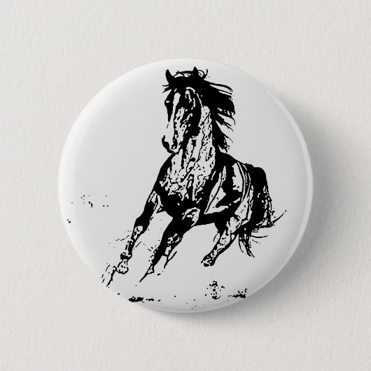 Comic Drawing Horse Ronde Button 5,7 Cm (Voorkant)