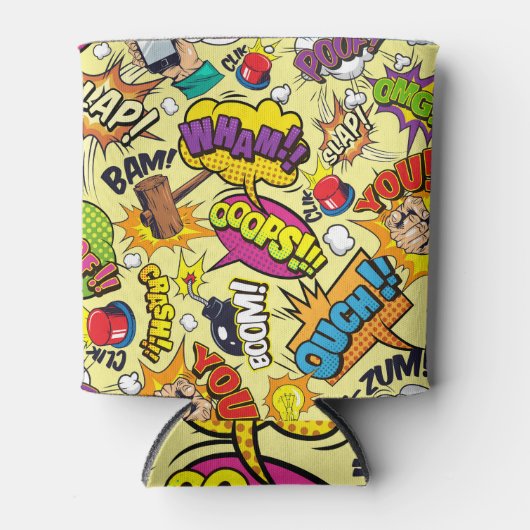 Comic Elements Kleurrijke Patroon Blikjeskoeler (Voorkant)