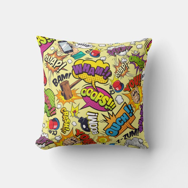 Comic Elements Kleurrijke Patroon Kussen (Voorkant)