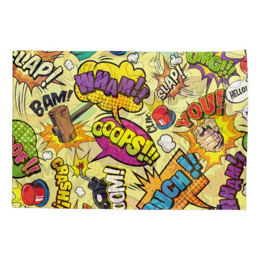 Comic Elements Kleurrijke Patroon Kussensloop (Achterkant)