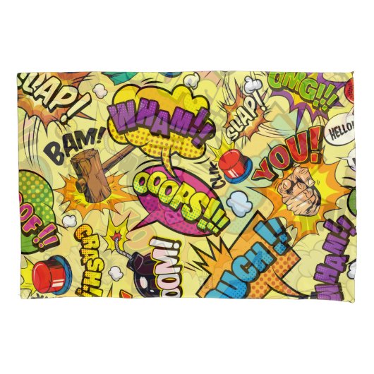 Comic Elements Kleurrijke Patroon Kussensloop (Voorkant)