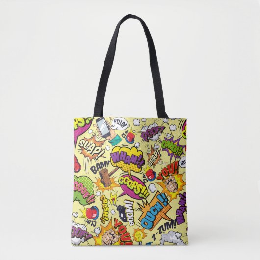 Comic Elements Kleurrijke Patroon Tote Bag (Voorkant)