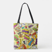 Comic Elements Kleurrijke Patroon Tote Bag (Achterkant)