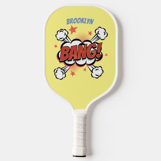 Comic explosion callout typografie kunst pickleball paddle (Achterkant)