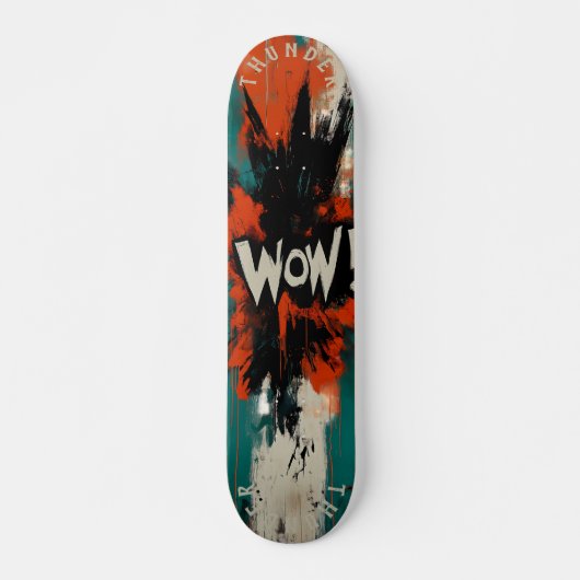 Comic Explosion Pop Art Skateboard - Bold 'WOW!' (Voorkant)