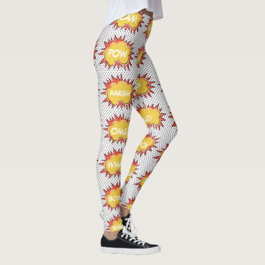 Comic Explosive Text Bubbles Patroon Leggings (Rechts)