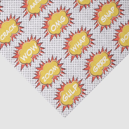 Comic Explosive Text Bubbles Patroon Tissuepapier (Detail)